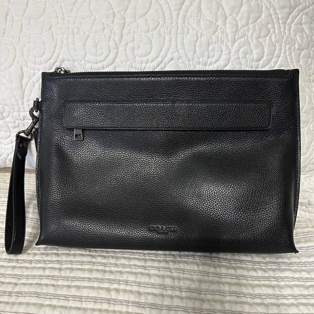 COACH Black Leather Travel Pouch